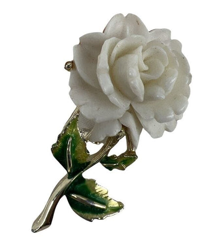 Vintage White Rose Pin - Timeless Floral Elegance