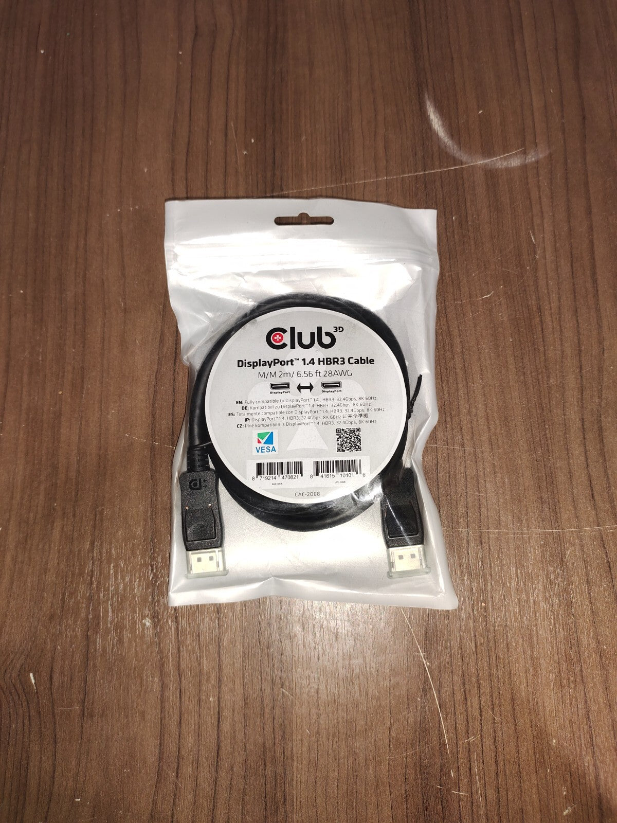 Club 3D DisplayPort 1.4 Extension Cable 8K60Hz DSC1.2 HBR3 HDR Bidirectional