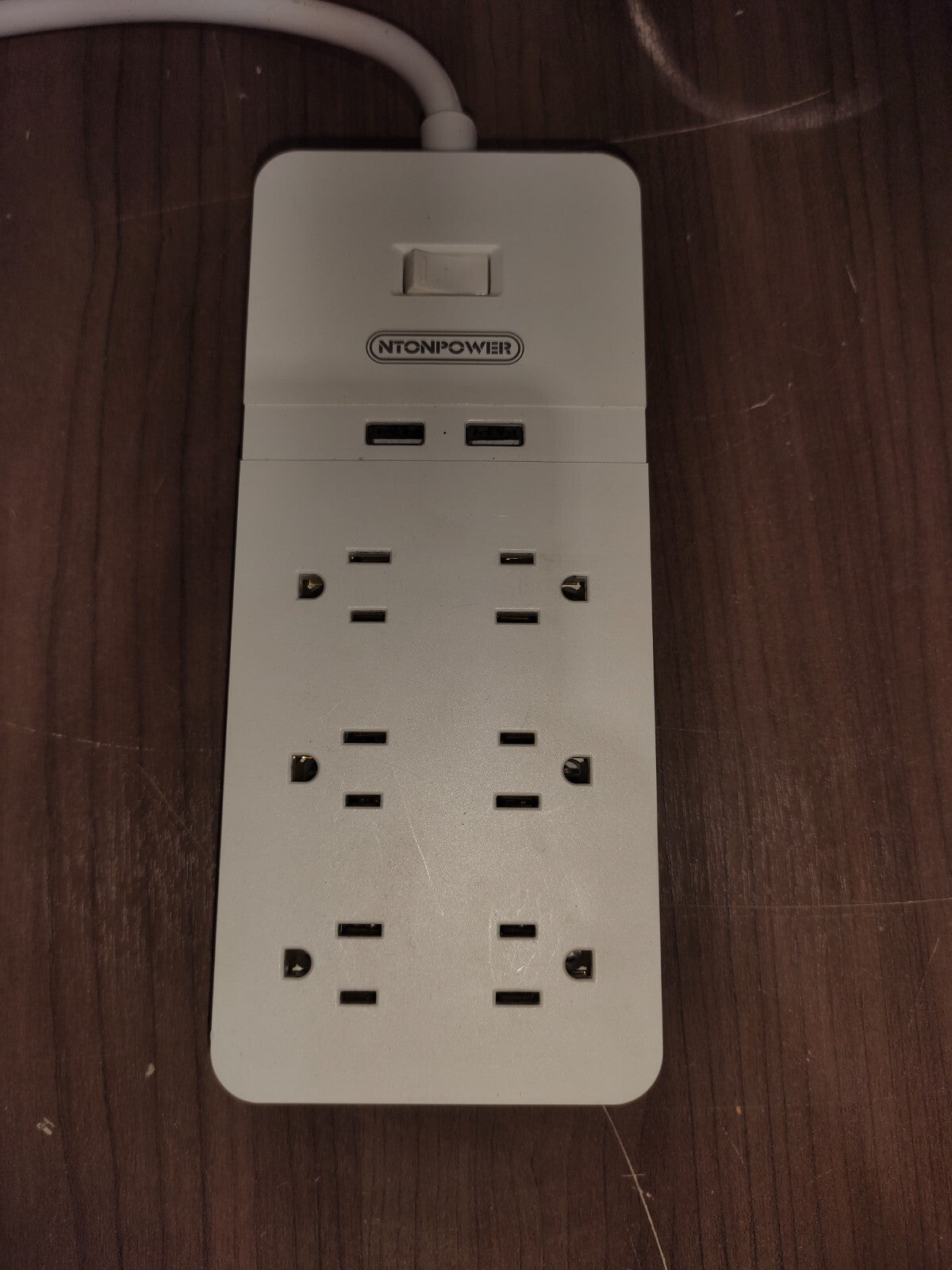 Power Strip with 10ft Extension Cord, NTONPOWER Flat Plug FPC-6A2U-US