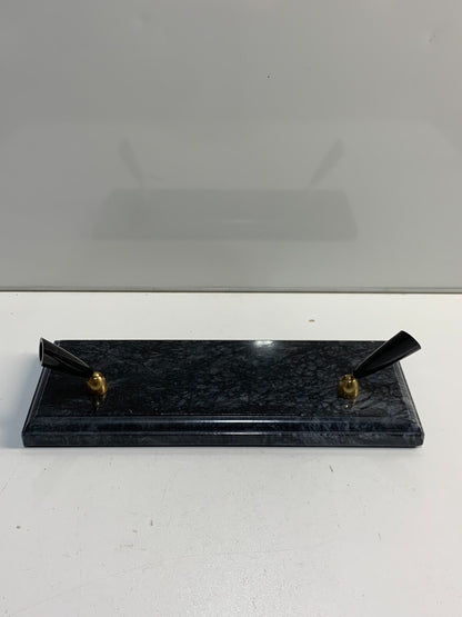 Black Zebra Marble Double Pen Stand