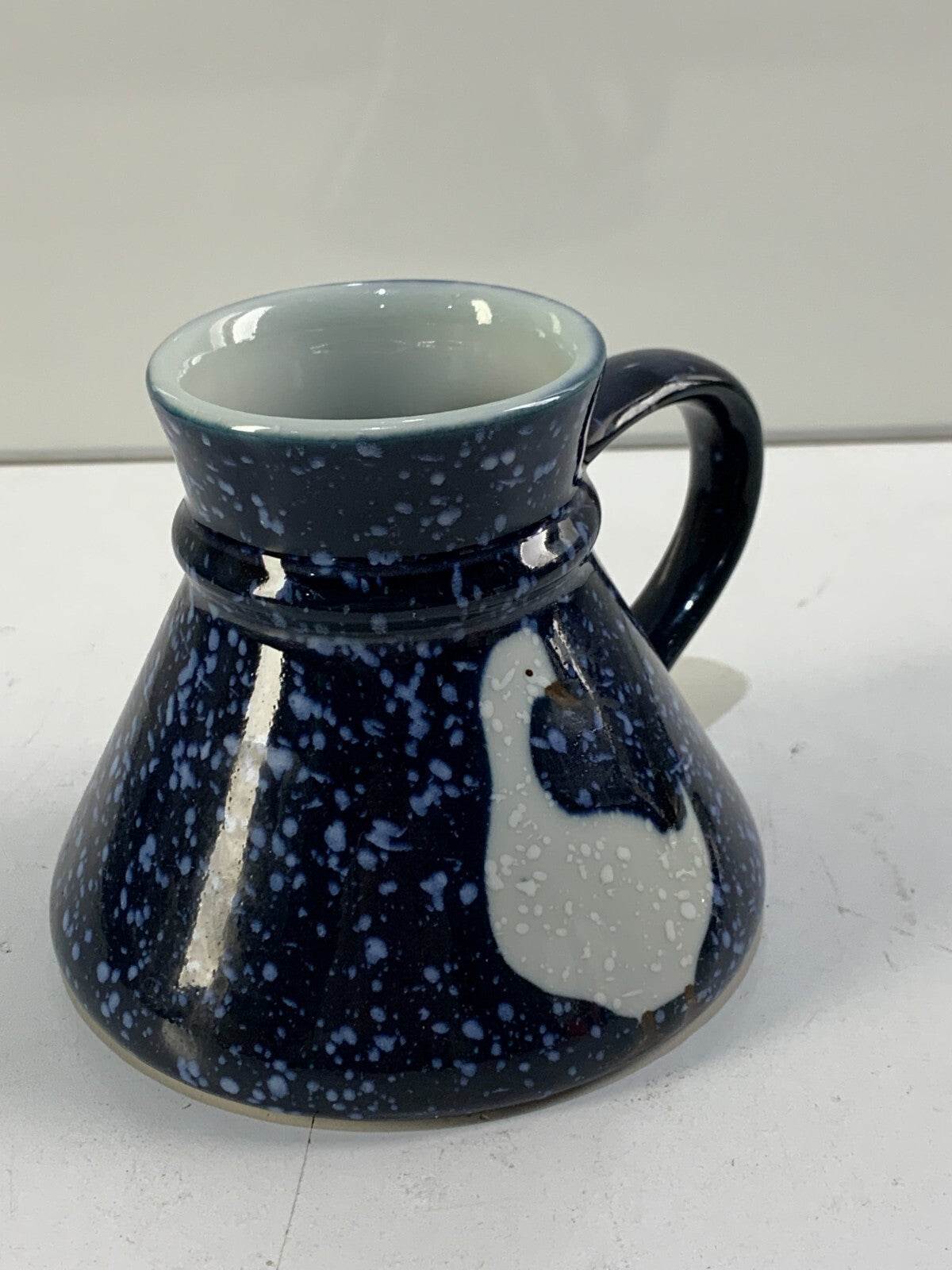 Vintage Goose Spill Safe Mug Blue Spackle by Otagiri