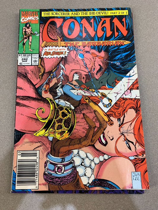 CONAN THE BARBARIAN vs. RED SONJA! #242 Jim Lee Cover Art! 1991 Marvel
