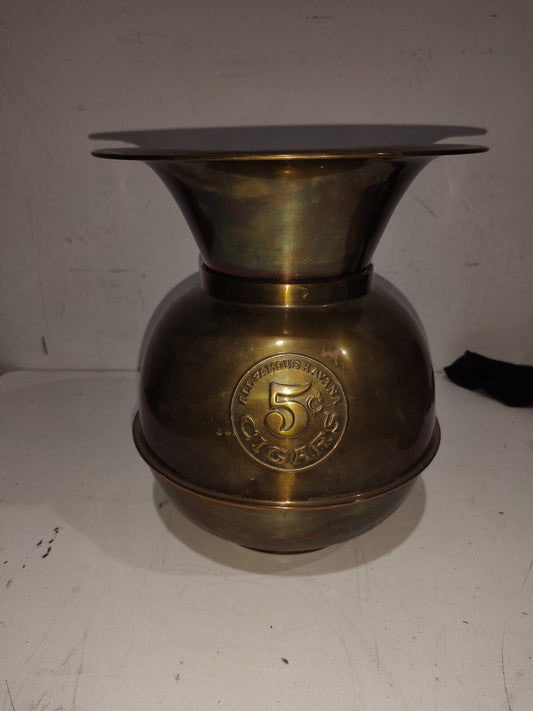 Vintage Solid Brass 5 Cent Cigars Spitoon
