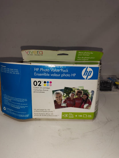 HP 02 Multicolor Original Ink Cartridges & 150-Sheet Photo Paper Pack