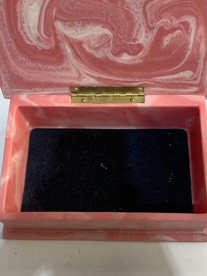 Vintage Design Gift Rose Trinket Box 80s Pink Soapstone Vanity Bath Jewelry Box