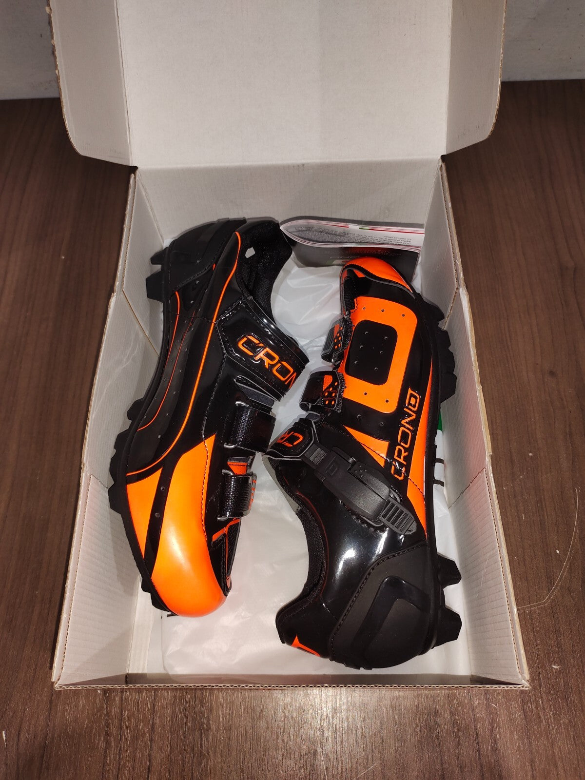 Crono CX-3 17 Mountain Bike Gravel BMX Shoes - Black Orange - Size - 42 (EUR)