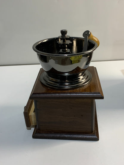 French Style Wood and Metal Coffee Grinder Mill