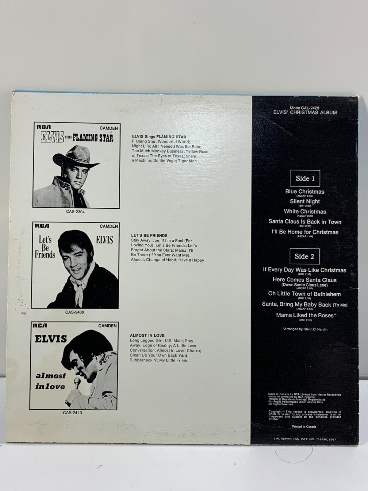 Elvis Presley Elvis' Christmas Album Mono CAL-2428 1970 Holiday Vinyl Record