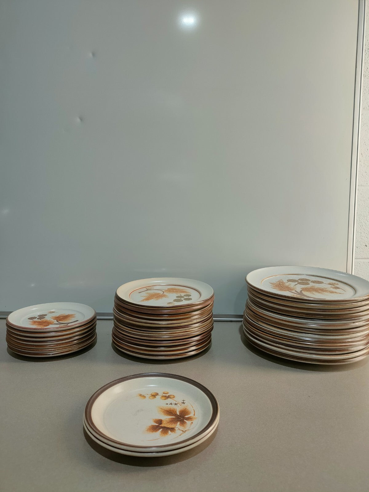 Vintage Denby Cotswold Pottery Plates with Brown Leaves Design