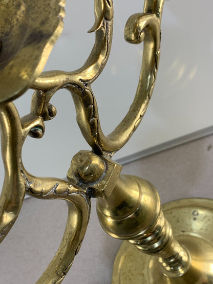 Antique Huge Victorian Brass Ornate Candelabra for 5 Taper Candles