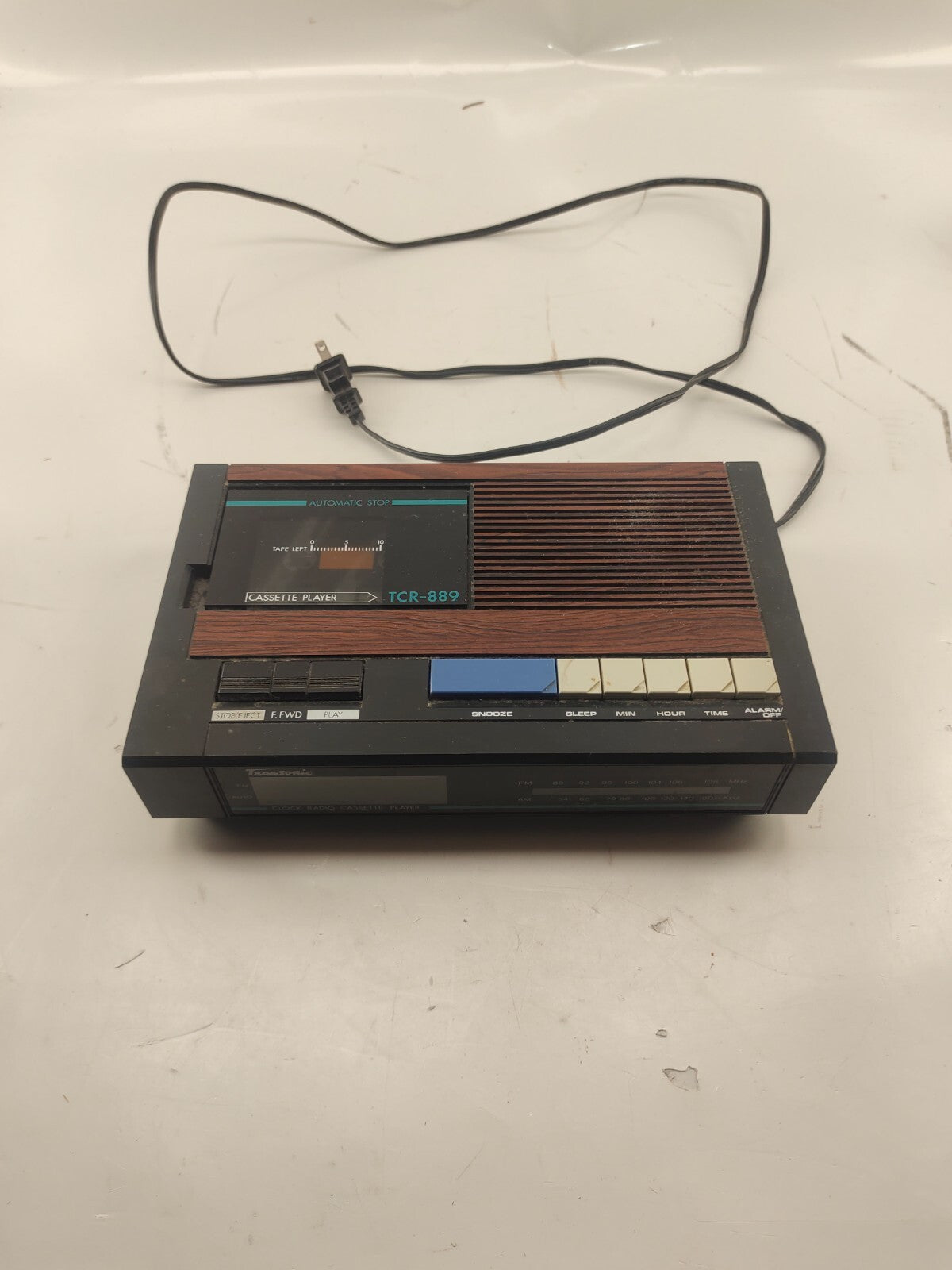 VTG Transonic AM/FM Clock Radio Cassette Recorder Clock & Alarm