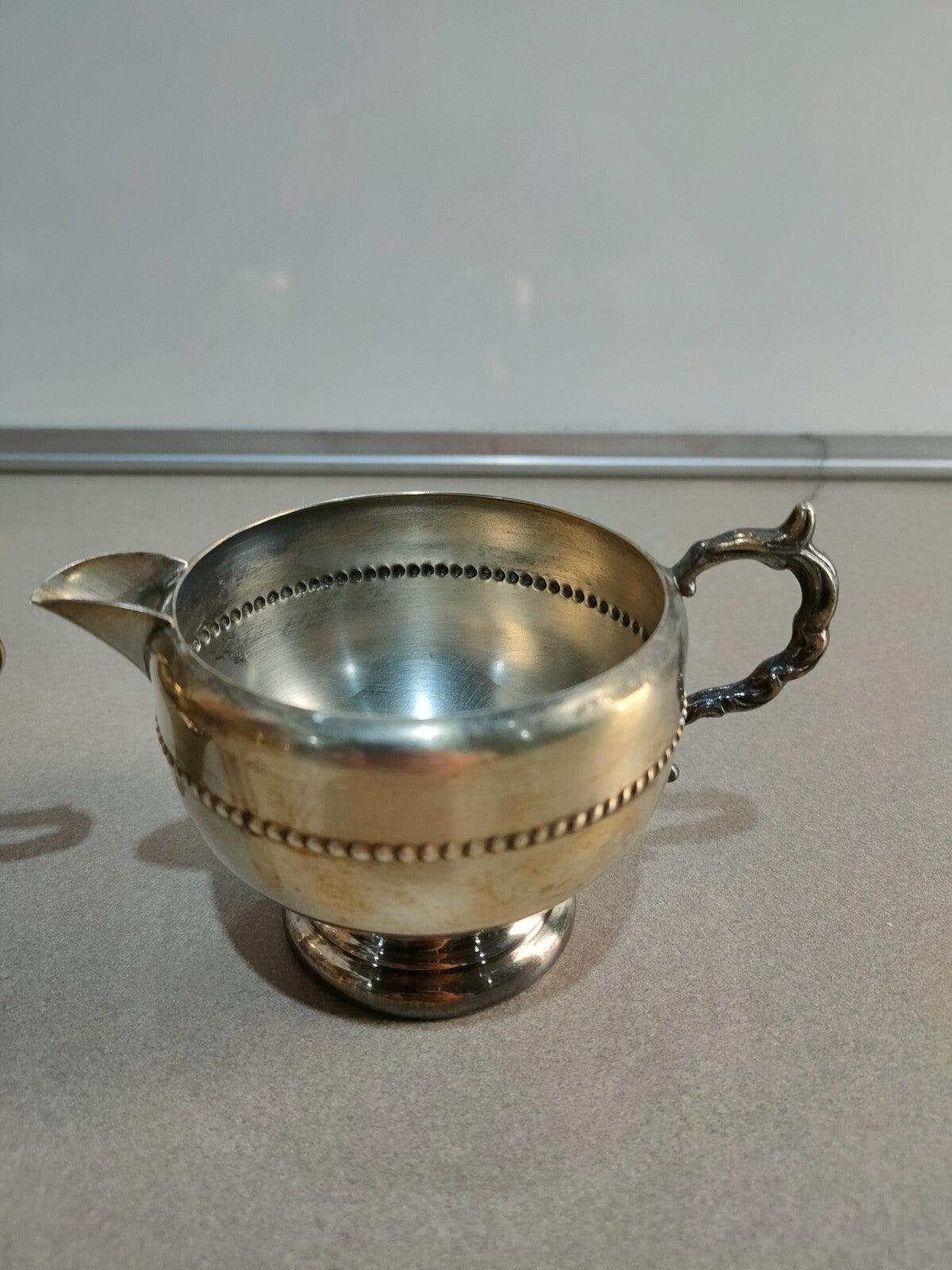 Antique 2 Piece Silver Viking Plate Tea Set, Creamer & Sugar Bowl