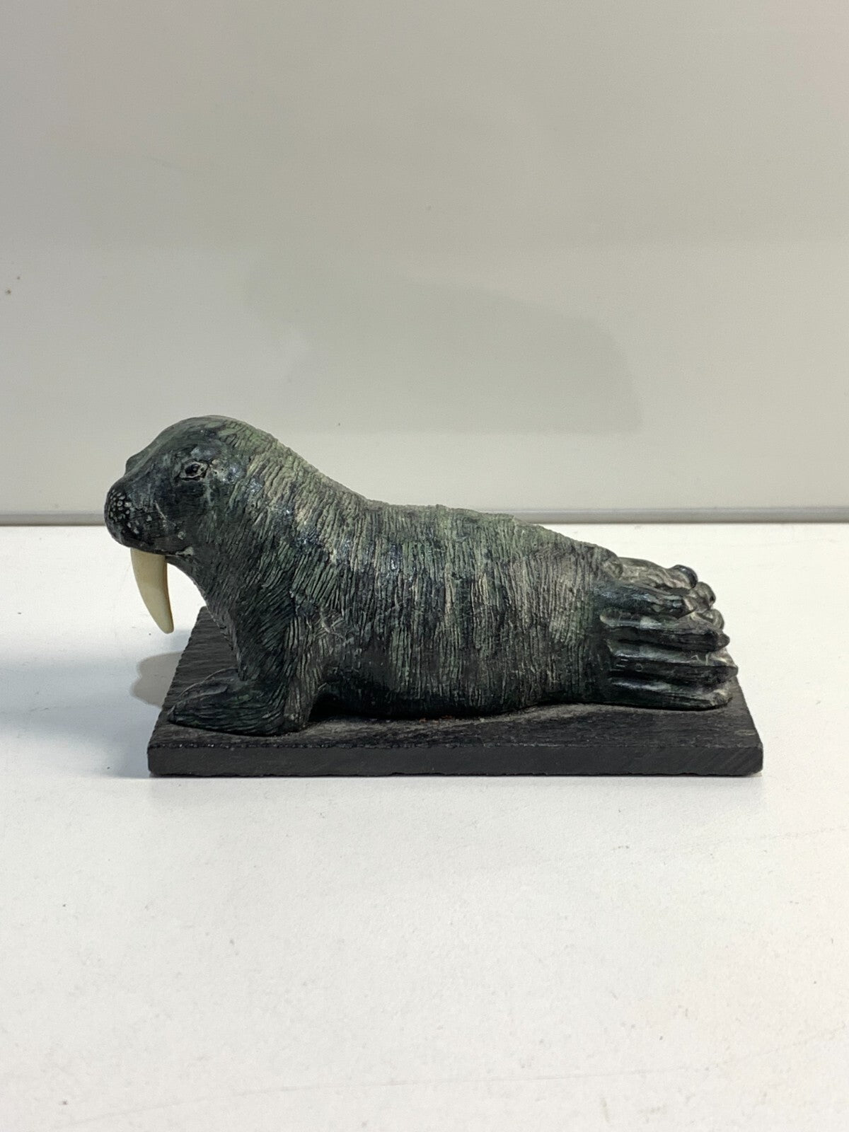 Wolf Original Sculpture Carved Walrus Inuit Canadian Made Beauty!
