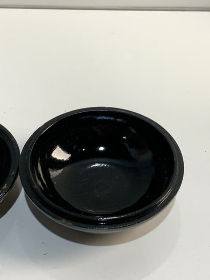 Vtg Black Lacquer INLAYED WOOD 2-Piece ROUND BOX, Made in USSR