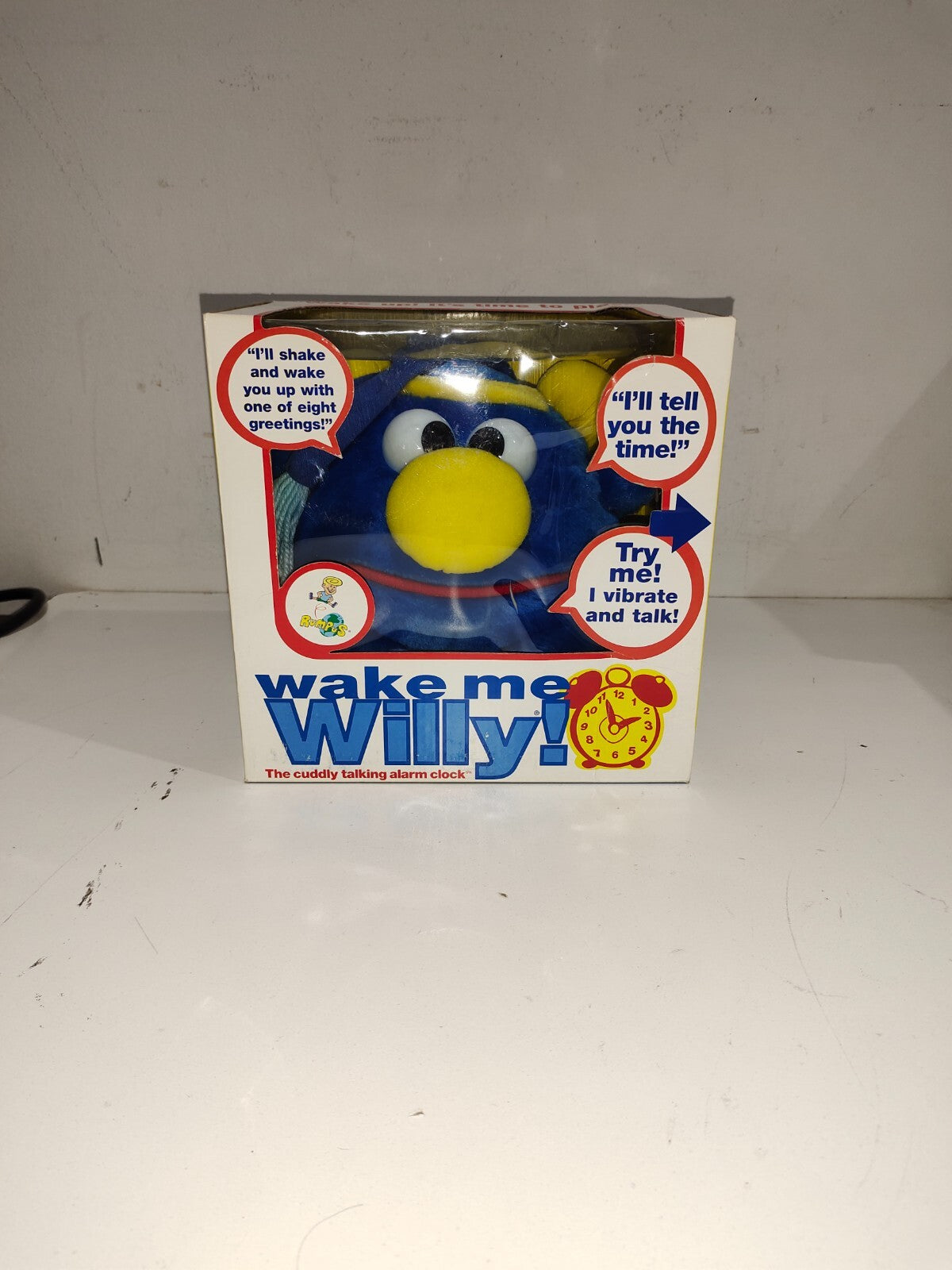 Vintage 1997 Rumpus Wake Me Willy Clock Child Plush Stuffed Animal Collectible