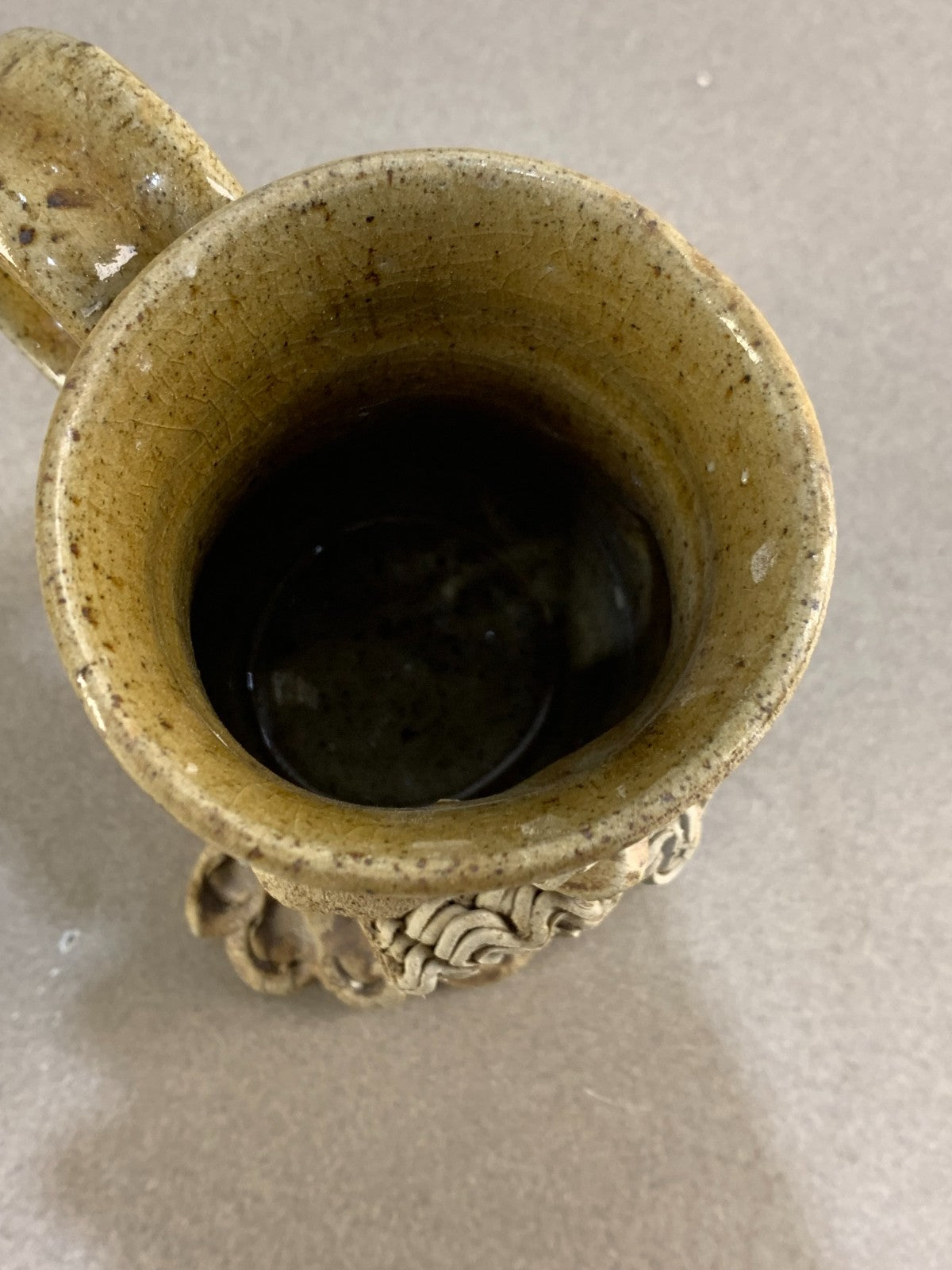 Vintage 1970s Studio Pottery Stoneware Funny Ugly Face Mug with Feet