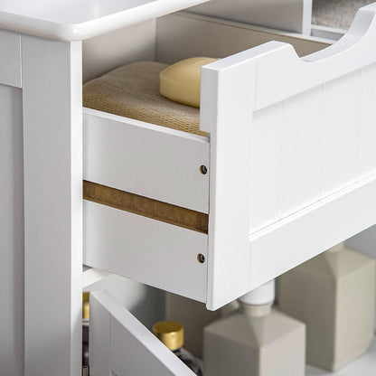 Freestanding Bathroom Storage Cabinet with 2 Drawers & Adjustable Shelf, White