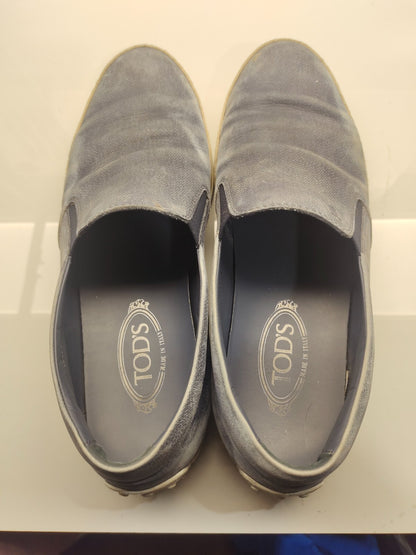 Tods Mens Blue Leather Suede Espadrille Slip-On Sneaker Size - US10