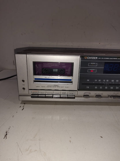 Vintage Citizen AM/FM Stereo Cassette Clock Radio model JCR 877