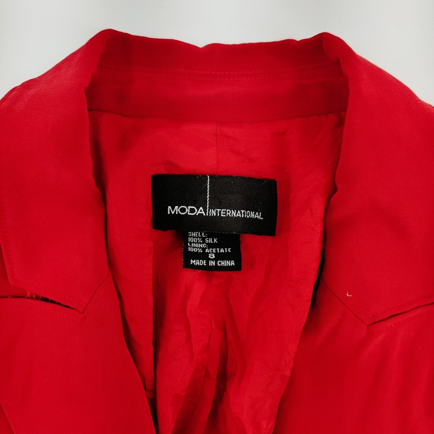 Moda International Red Silk Blazer Women's Size 8