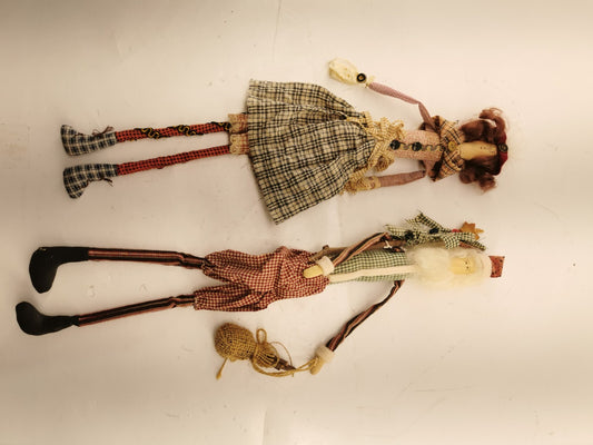 Vintage crazy Mountain import folk art cloth dolls