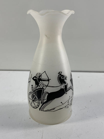 Vintage Egyptian Themed Glass Fluted Vase