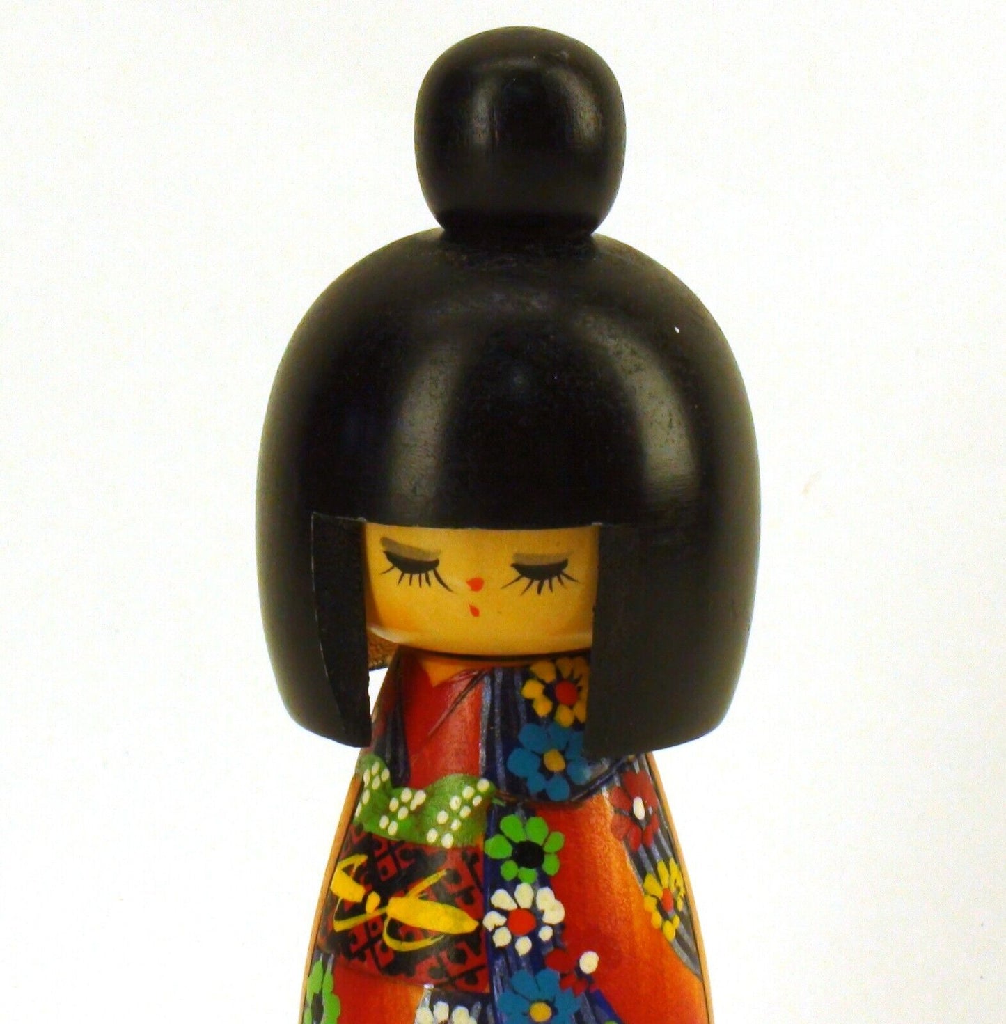 Colorful Woven Kimono Kokeshi Doll -7.5 Inches - Japanese Folk Stylish Art Decor