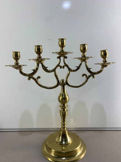 Antique Huge Victorian Brass Ornate Candelabra for 5 Taper Candles
