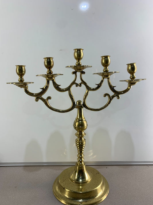 Antique Huge Victorian Brass Ornate Candelabra for 5 Taper Candles