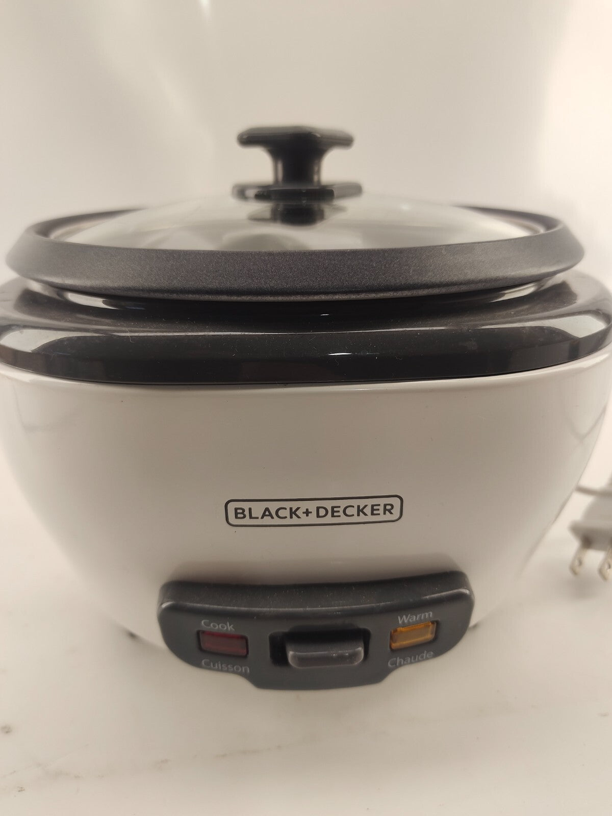 BLACK+DECKER 3-Cup Electric Rice Cooker with Keep-Warm Function, White