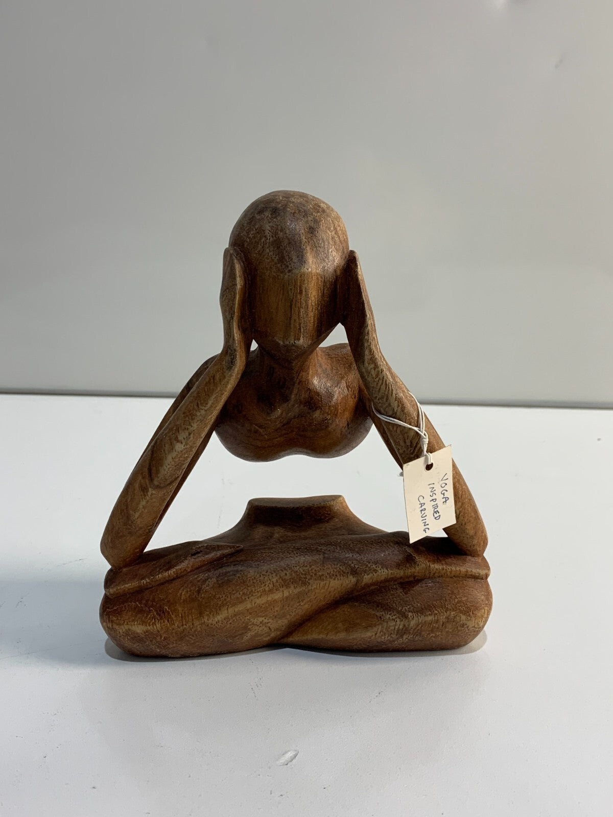 Wood Lotus Meditation Yoga Sculpture Hand Carved, "Natural Meditation"