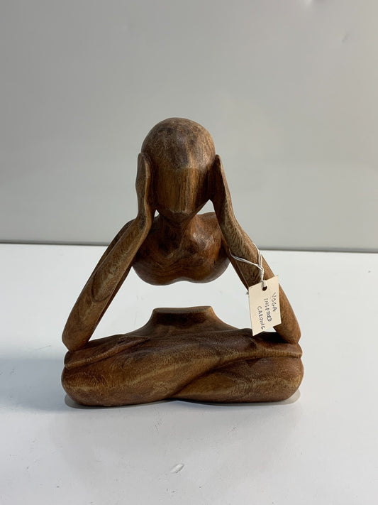 Wood Lotus Meditation Yoga Sculpture Hand Carved, "Natural Meditation"