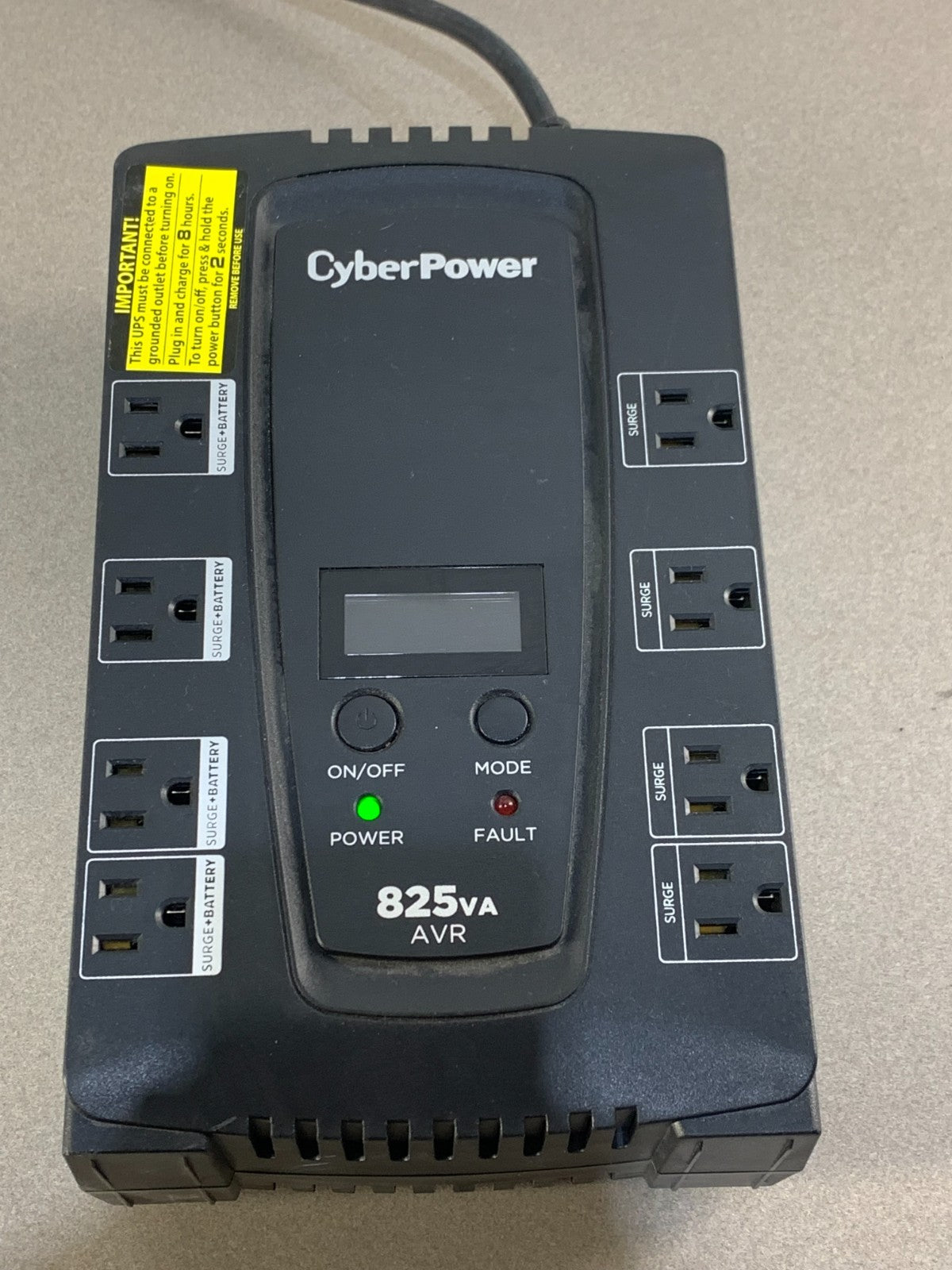 CyberPower CP825AVRLCD Intelligent LCD UPS System, 825VA/450W, 8 Outlets, AVR