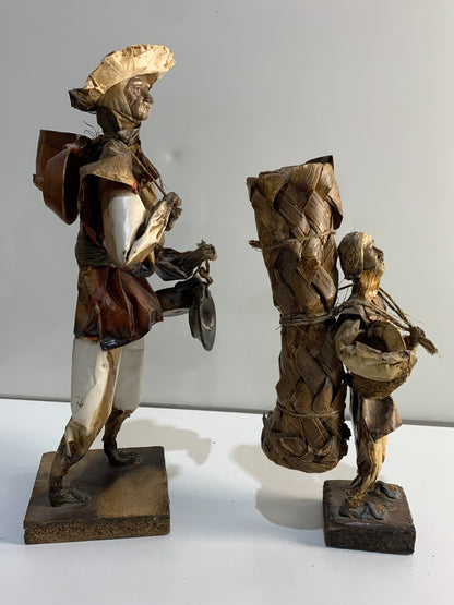 Vintage Mexican Folk Art Paper Mache Man and Woman Figures.