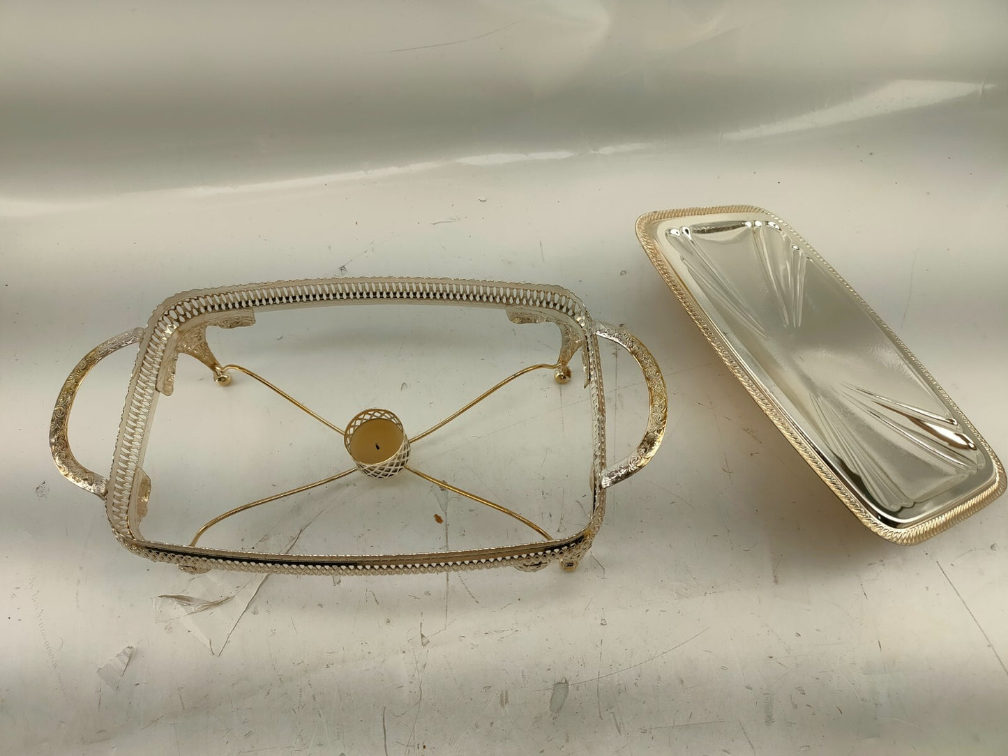 Queen Anne Table Top Serving Dish Gold Plated w/Special Tarnish Resistant Finish