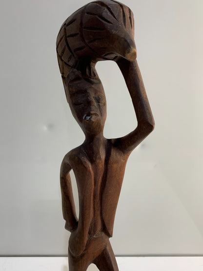 Folk Art Hand Carved Wood Sculpture Man African
