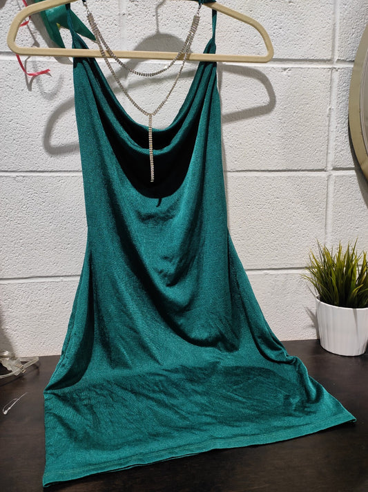 BCX Women's Necklace Dress Teal Green Velvet Cocktail Party Dress