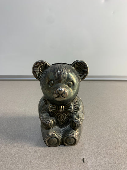 Vintage Hong Kong Bear Silver Plated Money Box Piggy Bank