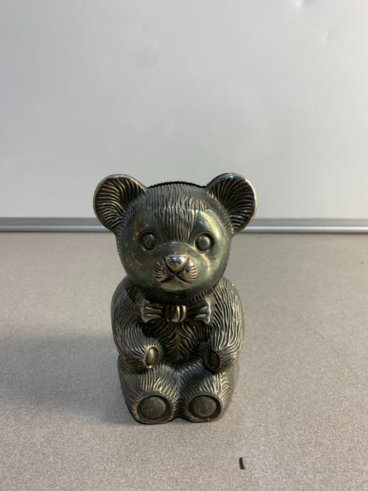 Vintage Hong Kong Bear Silver Plated Money Box Piggy Bank
