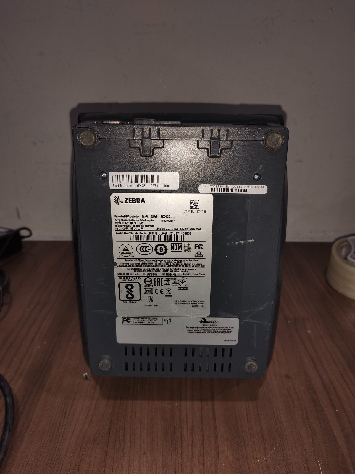 Zebra GX420t Gx42-102511-00 Printer - 4