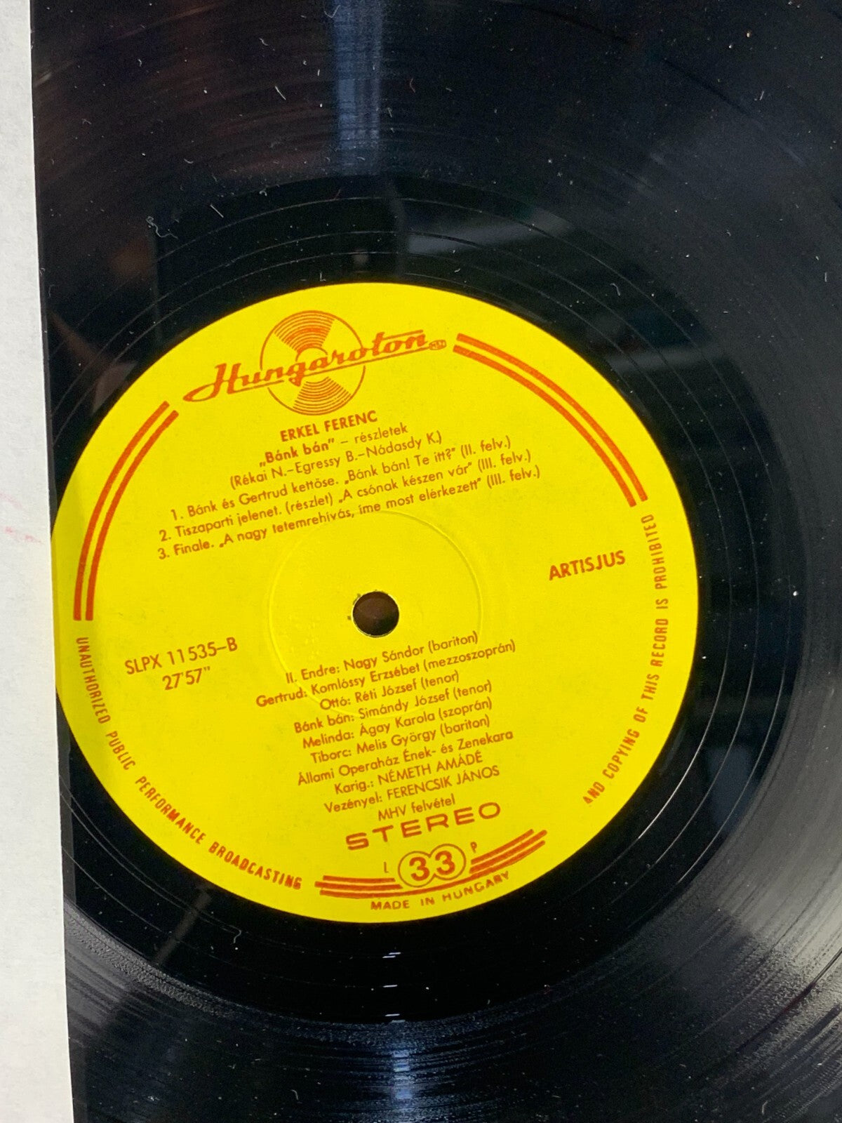 Erkel Ferenc- Bánk Bán - Excerpts 1969 LPX-11535 Vinyl 12"