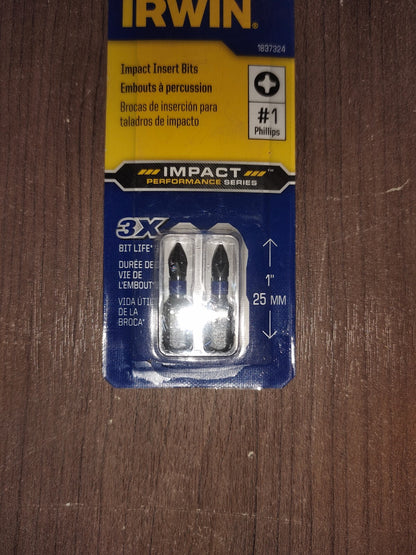 Irwin 1837324 #1 Phillips 1" Impact Insert Bits - Set of 6 - 1