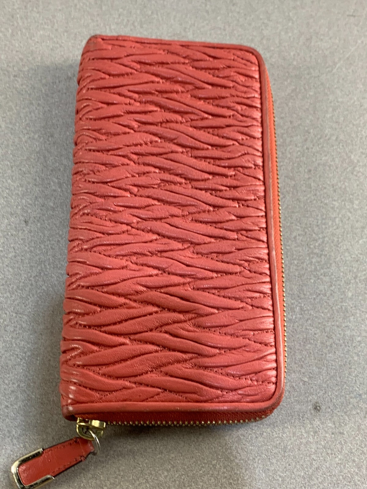 COACH MADISON ACCORDION ZIP GATHERED TWIST LEATHER WALLET 49609 LI/Brick Red