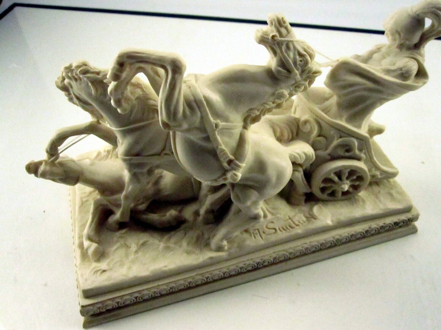 Roman Chariot Marble-Style Statue - Artistic Elegance from Italy