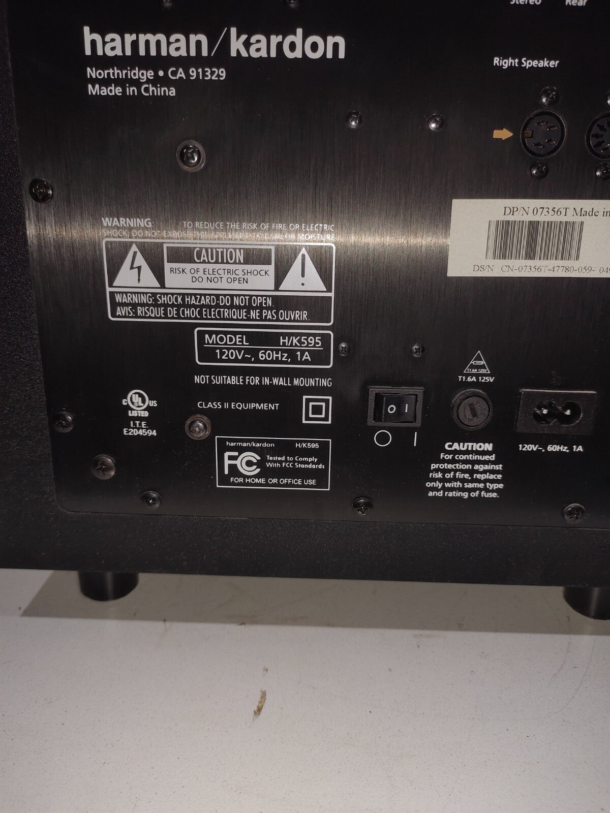 Harman Kardon HK595 H/K595 Active Powered Subwoofer