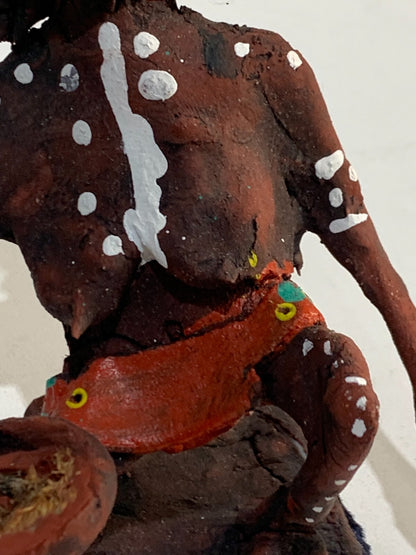 Aboriginal Man with herb bowl Australian Folk Art