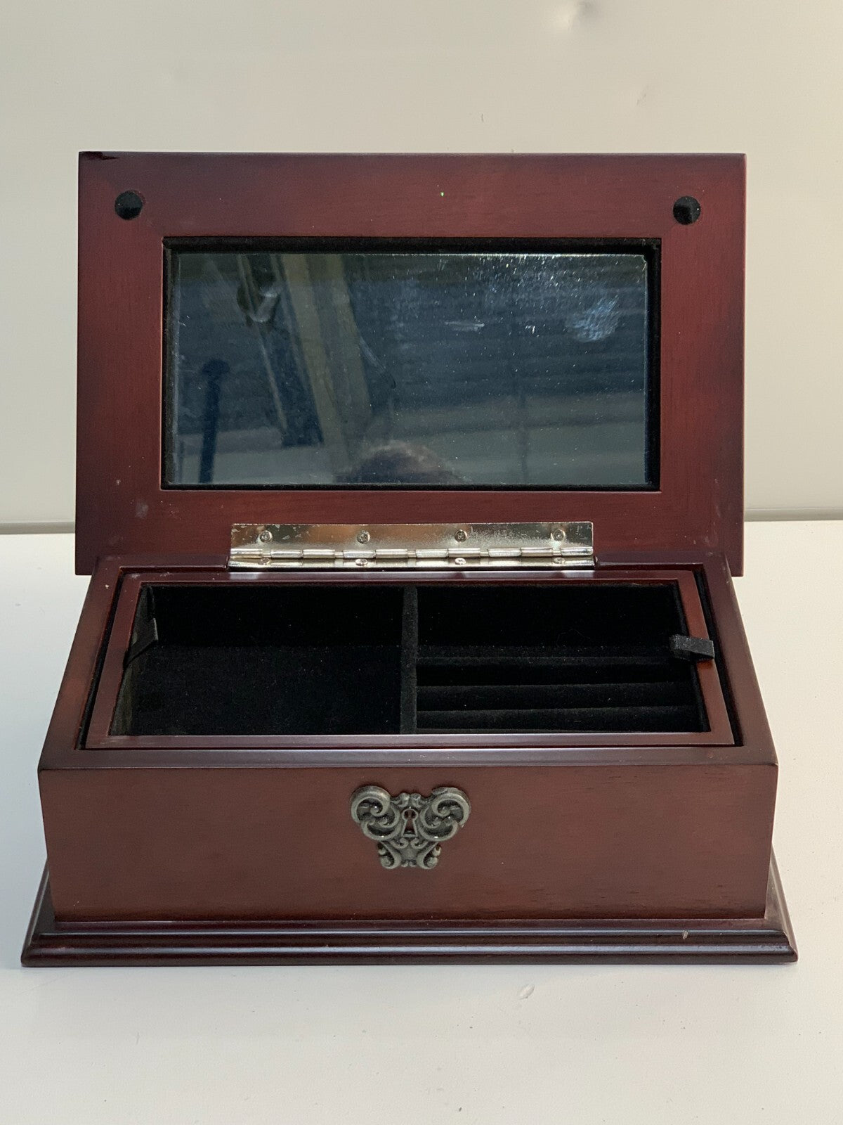 Vintage Two-Level Jewelry Box - Mirror Jewelry Box