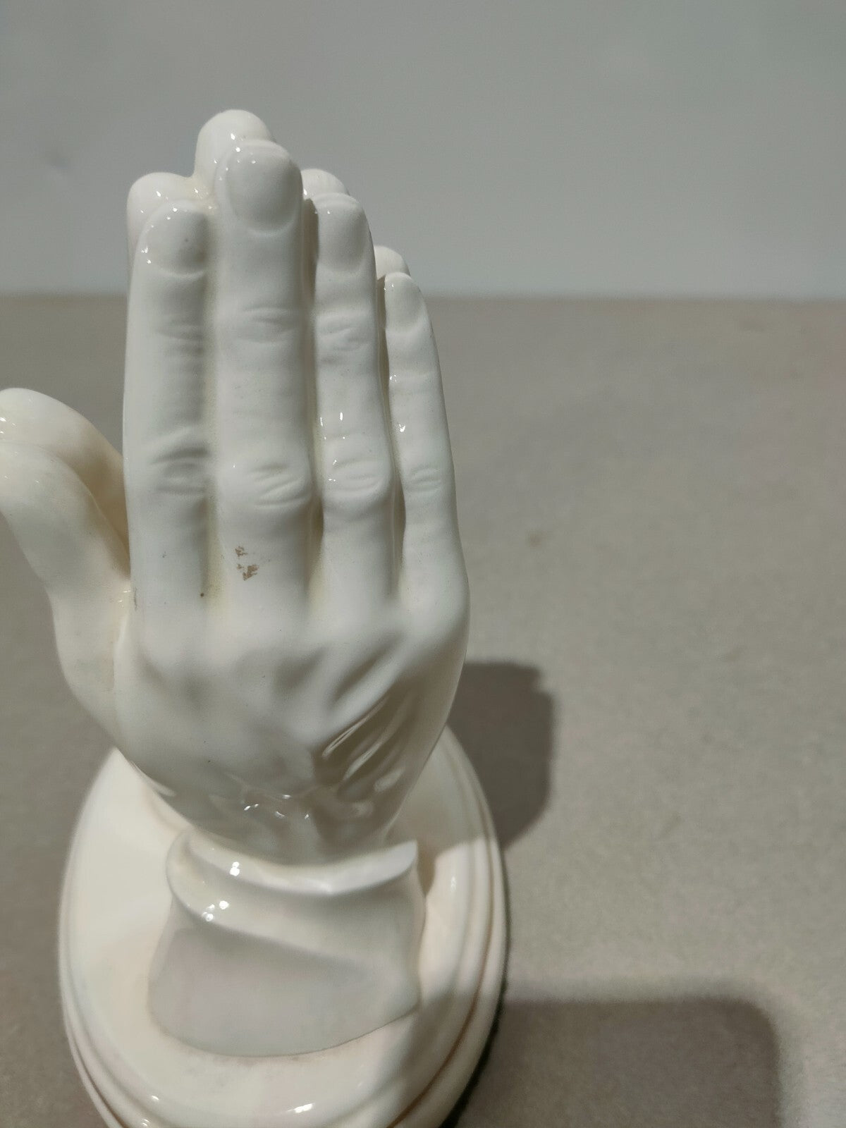 Vintage Christian Praying Hands Figurine Statue Holland Mold Ceramic Glaze White