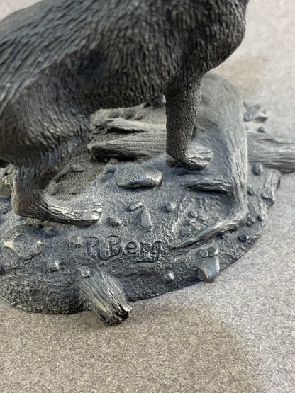 Fine Pewter The Timber Wolf by Franklin Mint Signed by Artist R. Berg