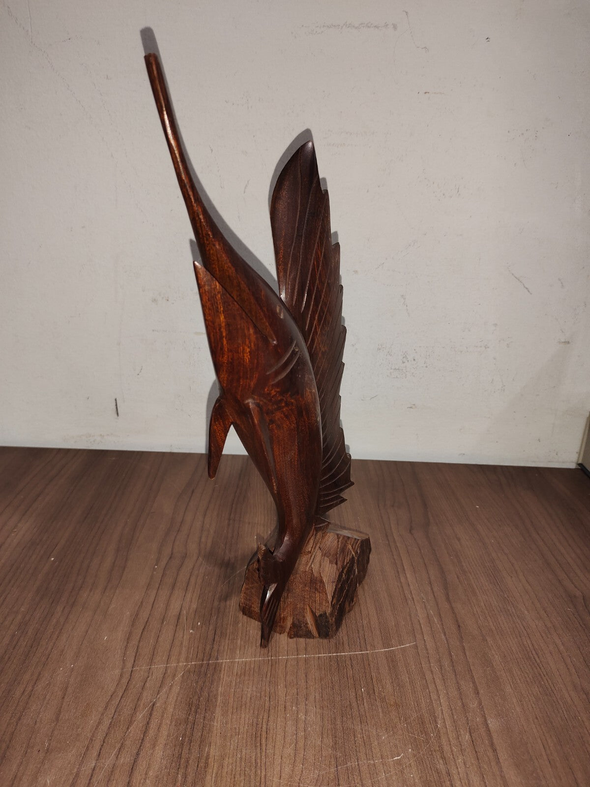 Hand Carved Wooden  Sailfish Fish Marlin Marine Sculpture
